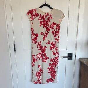 Tory Burch Red and Cream Floral Midi Dress